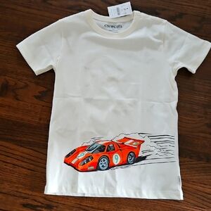 NWT Boys Crewcuts‎ Cream T-Shirt with Orange Car Graphic